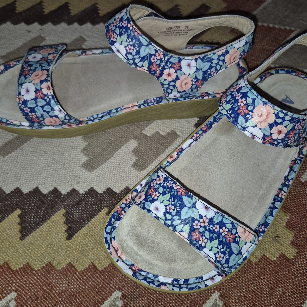 🔥Alegria PG Lite 39 8.5 Springer Floral Print Leather Sandal Rocker Platform - Picture 4 of 11
